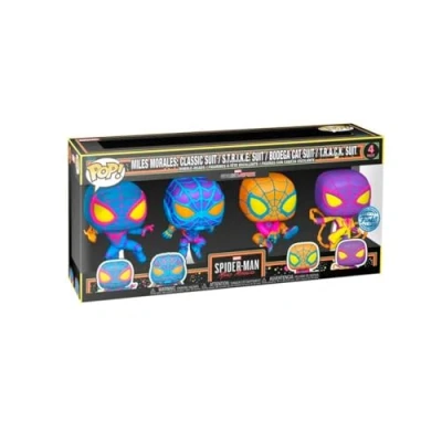 Afbeelding van Funko Pop! Marvel Miles Morales Blacklight US Exclusive 4 Pack