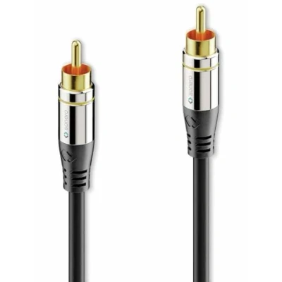 Afbeelding van Sonero 2 m hoogwaardige RCA kabel, 1 x stekker naar stekker, subwoofer, versterker, projector, AV ontvanger, zwart,