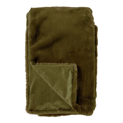 Afbeelding van Dutch Decor ZINZI Plaid 140x180 cm bontlook effen kleur Military Olive groen