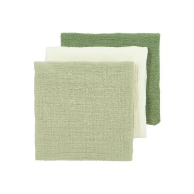Afbeelding van Meyco Luier Pre Washed Uni Natural/Soft Olive/Olive Green 3 pack