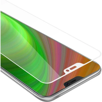 Afbeelding van Cadorabo Screenprotector geschikt voor Vivo V9 Volledig scherm pantserfolie Beschermfolie in TRANSPARANT met WIT Gehard (Tempered) display beschermglas 9H hardheid 3D Touch