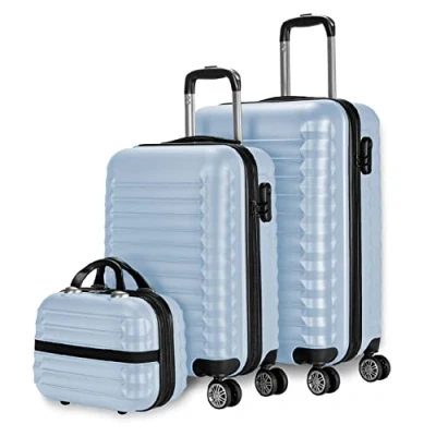 Afbeelding van NUMADA 3/4 delige set hard case koffers, koffer 53 cm, medium 63 groot 75 cm en toilettas duurzaam, licht veilig