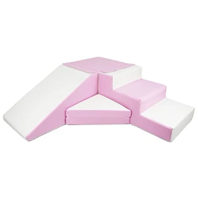 Afbeelding van Velinda 4 stuks Schuimrubberen Blokken voor spelletjes, kruipen, kleuterschool, speelgoed (Kleur: Wit, Roze (Pastel))