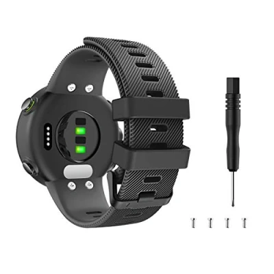 Afbeelding van MoKo Bandje compatibel met Garmin Forerunner 45/Swim 2, reserveband van siliconen voor horloges, zwart