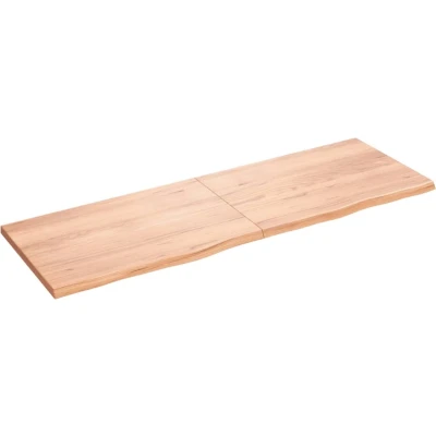 Afbeelding van Wastafelblad 180x60x4 behandeld massief hout lichtbruin