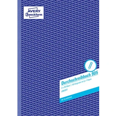 Afbeelding van Avery, Notitieboekje + schrijfblok, Zelfkopiërend schrift A4, 1e vel gelinieerd, 2e blanco, blauw papier (A4, Geen, Softcover)