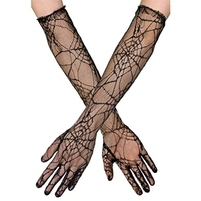 Afbeelding van Boland Handschoenen Spiderweb Zwart Volwassenen Vrouwen Heks Halloween accessoire Horror