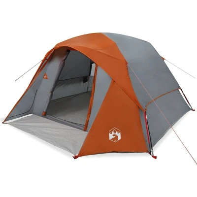 Afbeelding van Tent 4 persoons waterdicht grijs en oranje