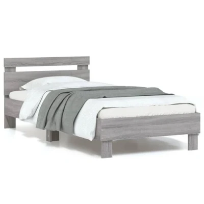 Afbeelding van Bedframe met hoofdbord en LED grijs sonoma eikenkleur 90x190 cm