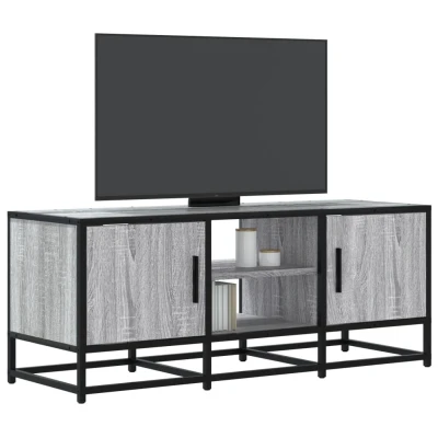 Afbeelding van Tv meubel 100x35x41 cm bewerkt hout metaal grijs sonoma eiken