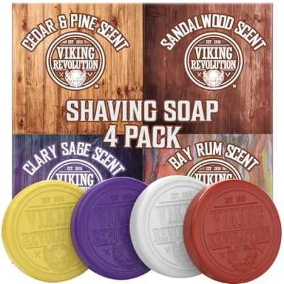 Afbeelding van Viking Revolution scheerzeep herenzeep voor gebruik met kwast en kom biedt een zachtere natte scheerbeurt verschillende set van 4 70 g