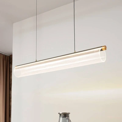 Afbeelding van Lucande LED hanglamp Alania, transparant, metaal, 86,5cm