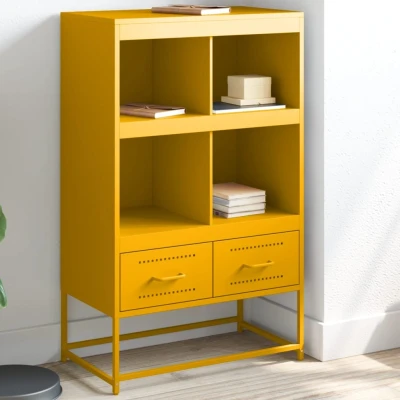 Afbeelding van Hoge kast 68,5x39x111,5 cm koudgewalst staal mosterdgeel