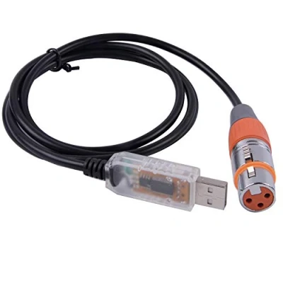 Afbeelding van USB naar DMX RS485 stuurkabel, FTDI XLR seriële converteradapter, 3 polige podiumverlichtingskabel (4,9 m, transparante hoes)