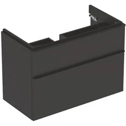 Afbeelding van Geberit Smyle Square wastafelonderbouwkast met 2 laden, lava mat 884 x