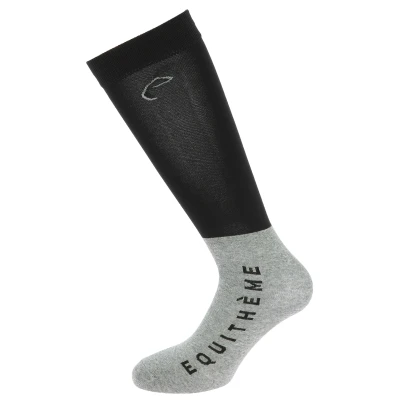 Image de EQUITHÈME Chaussettes d&#039;Équitation Compet Noir/Gris 36 41