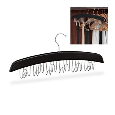 Afbeelding van Relaxdays 2x riemhanger hout stropdashanger zwart riemenhanger