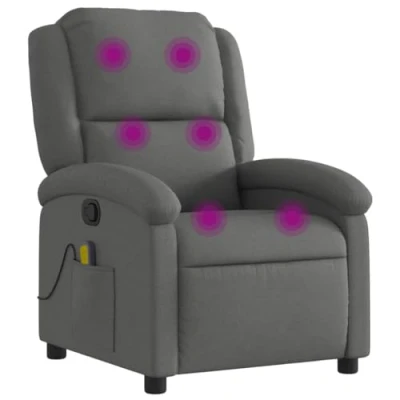 Afbeelding van vidaXL Massagestoel kantelbaar donkergrijs stof