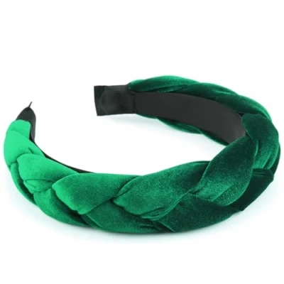 Afbeelding van DRESHOW gevlochten haarbanden voor vrouwen fluwelen haarring gekruiste elastische accessoires, 1 stuk haarhoepel: zwart groen