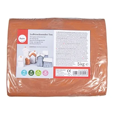 Afbeelding van Rayher Klei, donkerbruin, 1 stuk, 5 kg, luchtdrogend, boetseerklei, creatieve kunst, pottenbakkerij, kinderen, Kerstmis, pakket 34468552