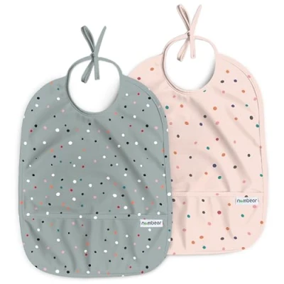 Afbeelding van Nombear ® Mouwloos Baby Spenen Slabbetje Waterdichte Slabbetjes 6 12 Maanden voor Door Geleide Spenen, Mouwloze Voedingsslipjes, Peuter Slabbetje, Babyvoeding Slabbetjes, 2 stuks