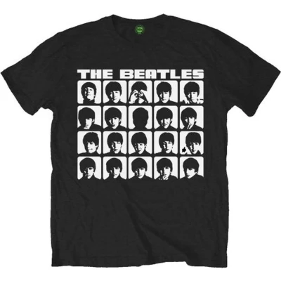 Afbeelding van The Beatles Hard Days Night Faces Mono Heren T shirt L Zwart