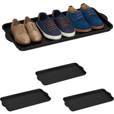 Afbeelding van relaxdays 4 x XL afdruipmat schoenen schoenenmat afdruipbak schoenenschaal