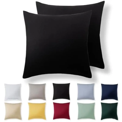 Afbeelding van Alreya Lot de 2 Taies d&#039;oreiller 60 x cm Noir 100 % jersey coton en super douces Avec fermeture éclair