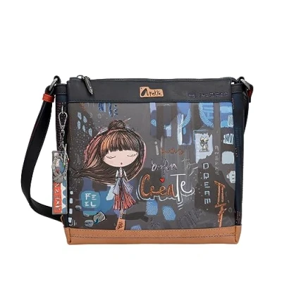 Afbeelding van Anekke Schoudertas voor dames Rechthoekige schouderriem van kunstleer met 1 handvat en eigentijdse ritssluiting Damesaccessoires accessoires Afmetingen 25 x 24 7, Meerkleurig