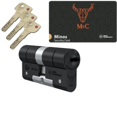 Afbeelding van Cilinderslot Zwart M&amp;C Minos SKG*** Met Kerntrekbeveiligingprofielcilinder skg deurcilinder