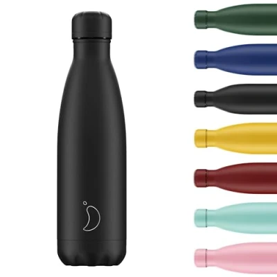 Image de Chilly&#039;s Bouteille d&#039;eau en acier inoxydable et réutilisable Anti fuite, sans transpiration Noir 750 ml