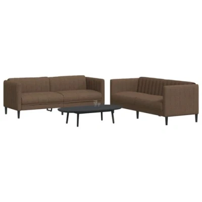 Afbeelding van vidaXL 2 delige Loungeset stof bruin