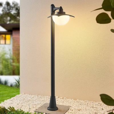 Afbeelding van Lindby Tuinpad verlichting 1licht aluminium, glas H: 110 cm E27 donkergrijs, wit