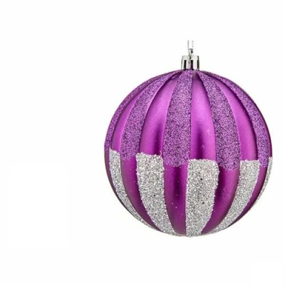 Afbeelding van Set kerstballen 10 cm Paars Zilverkleurig PVC (6 Stuks)
