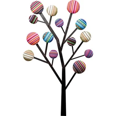 Afbeelding van Kare Bubble Tree wandgarderobe, 6 haken, meerkleurig, cirkels, 111 x 65 6,5 cm (h b d)