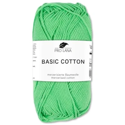 Afbeelding van Frida&#039;s Wollhaus Pro Lana Basic Cotton 50 g katoenen wol voor breien, haken, 105 kleuren (270, lichtgroen)