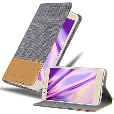 Afbeelding van Cadorabo Hoesje geschikt voor Huawei P10 LITE in LICHTGRIJS BRUIN Beschermhoes met magnetische sluiting, standfunctie en kaartvakje Book Case Cover Etui