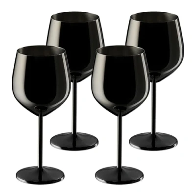 Afbeelding van Relaxdays wijnglazen rvs set van 4 onbreekbaar 400 ml herbruikbaar modern zwart