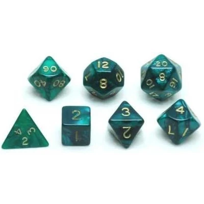 Afbeelding van Dobbelstenen Set groen marmer/parelmoer 7 st. : HOT Games