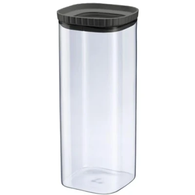 Afbeelding van Westmark Glazen Pot met Siliconen Deksel Praktische opslagpot deksel, ideaal voor het bewaren van pasta, kruiden, thee, snoep, en veel meer, Vierkant, Stapelbaar 2.230 ml