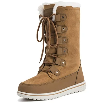 Afbeelding van Polar Boot Warme thermische winterlaarzen voor dames, Tan Suede