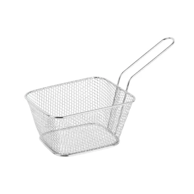 Afbeelding van Cook Concept Frietmandje/patatjes serveermandje zilver metaal 23 x 14 11 cm draadmandje