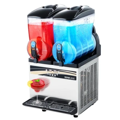 Image de VEVOR Machine à Granité Boisson Glacée Smoothie avec Réservoirs 2x15 L Bar