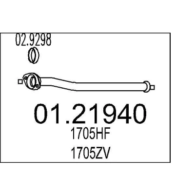 Afbeelding van MTS 01.21940 Uitlaatpijp 560 voor middendemper PEUGEOT: 206 Hatchback, 206+ Van