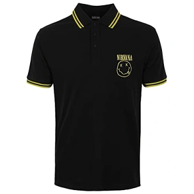 Afbeelding van Nirvana Happy Face Polo shirt XL Zwart