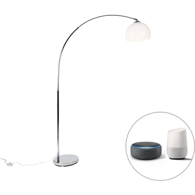 Afbeelding van QAZQA Smart booglamp chroom met witte kap incl. Wifi A60 Arc Basic