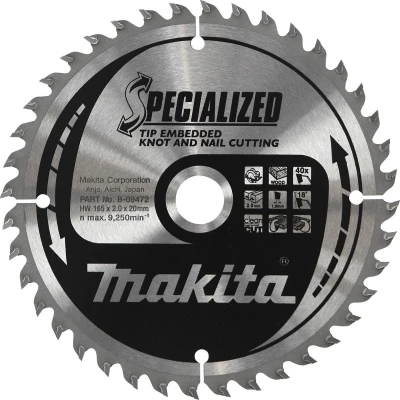 Afbeelding van Makita Cirkelzaagblad voor Hout Specialized: Noest/Spijker Ø 235mm Asgat 30mm 20T B 09379