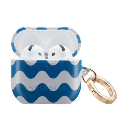 Afbeelding van Selencia Vivid Case Hoesje geschikt voor AirPods 4 Wave Vibes Classic Blue