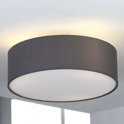 Afbeelding van Lindby plafondlamp 3lichts Stof, metaal H: 17 cm E27 grijs, wit, mat nikkel