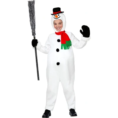 Afbeelding van Widmann Sneeuwman &amp; Sneeuw Kostuum Kouwelijke Sneeuwpop Kerstvakantie Kind Wit / Beige Maat 158 Carnavalskleding Verkleedkleding